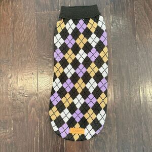 NWT Dr. Marty Argyle Short Sleeve Knit Doggy Sweater Purple Black Size Large Dog